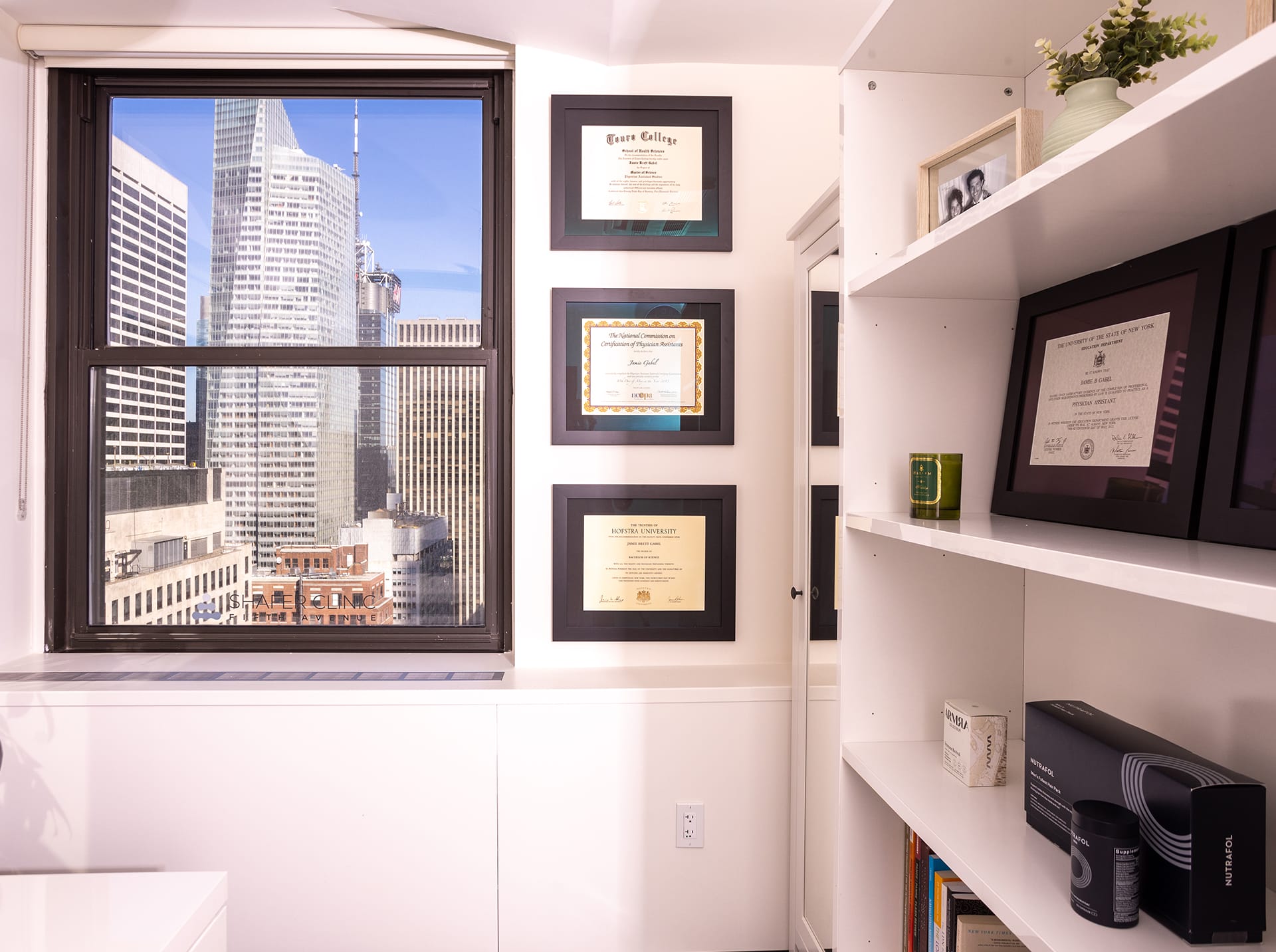 awards hanging on a wall